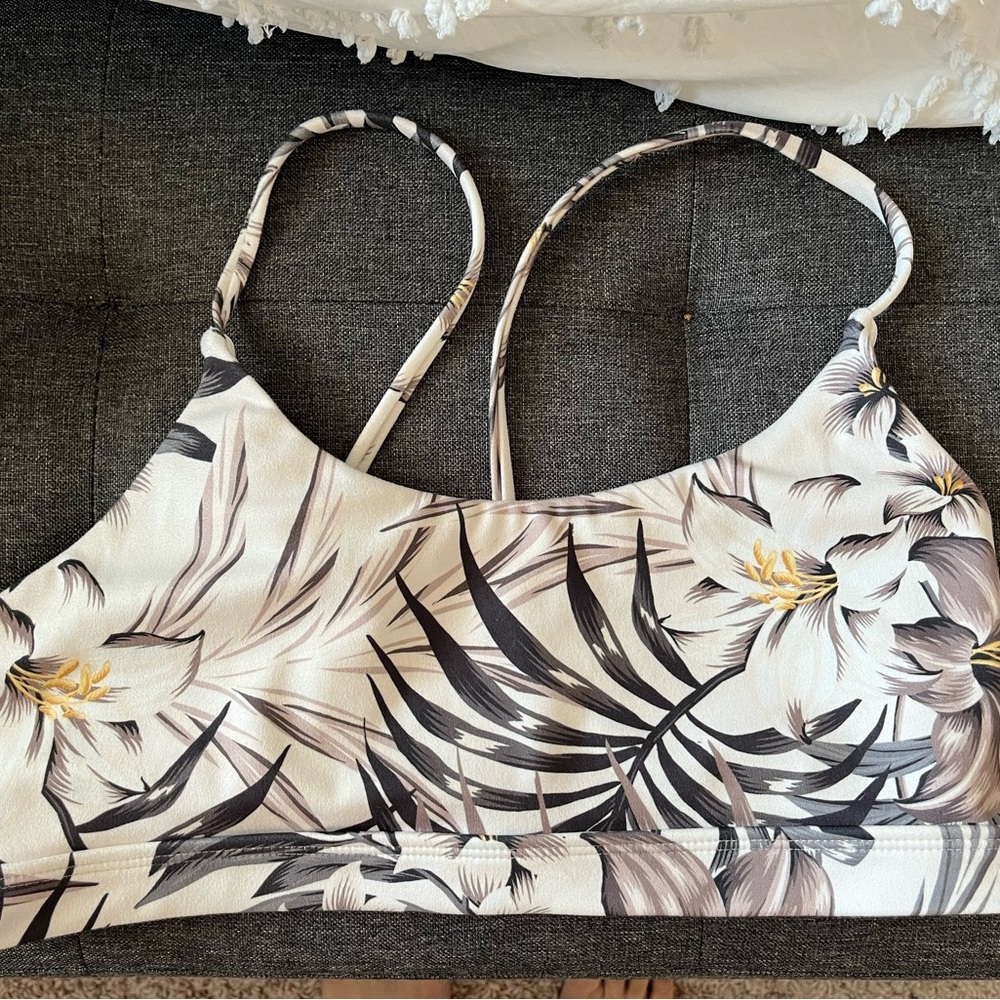 Hurley Floral Bikini Top - Black and White